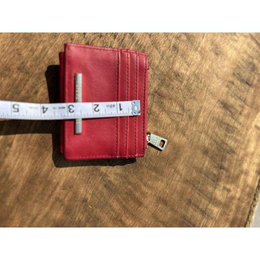 Steve Madden Red RFID Mini Wallet Card Holder Zip Coin Pocket ID Window
